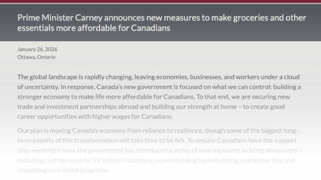 Federal GST relief for groceries and housing
