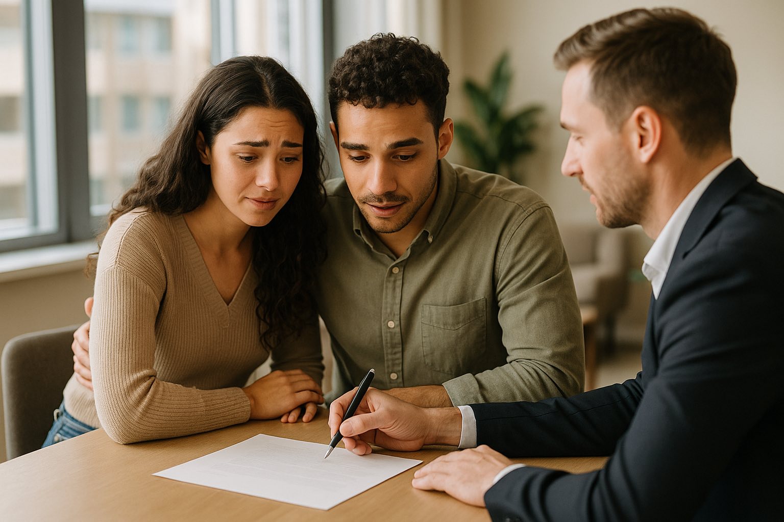 Ottawa homebuyers reviewing an offer with their realtor